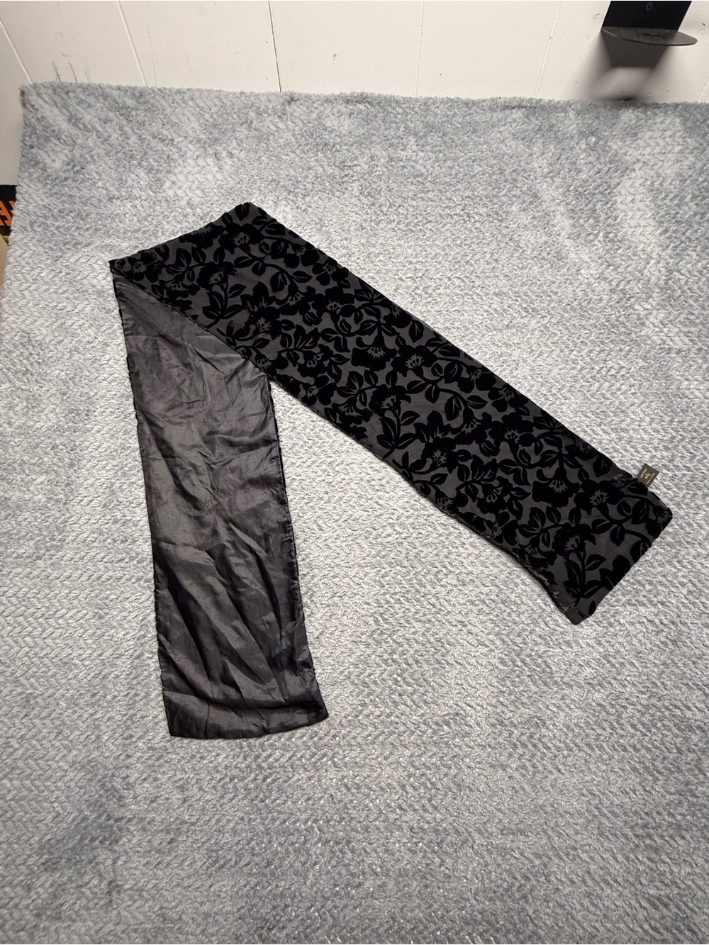 Girls Black Floral Velvet scarf